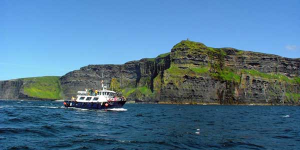 Cliffs of Moher cruise circles the base of the cliffs